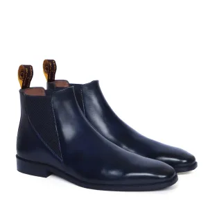 Stylish Sharp Elastic Blue Leather Chelsea Boot for Men By Brune & Bareskin