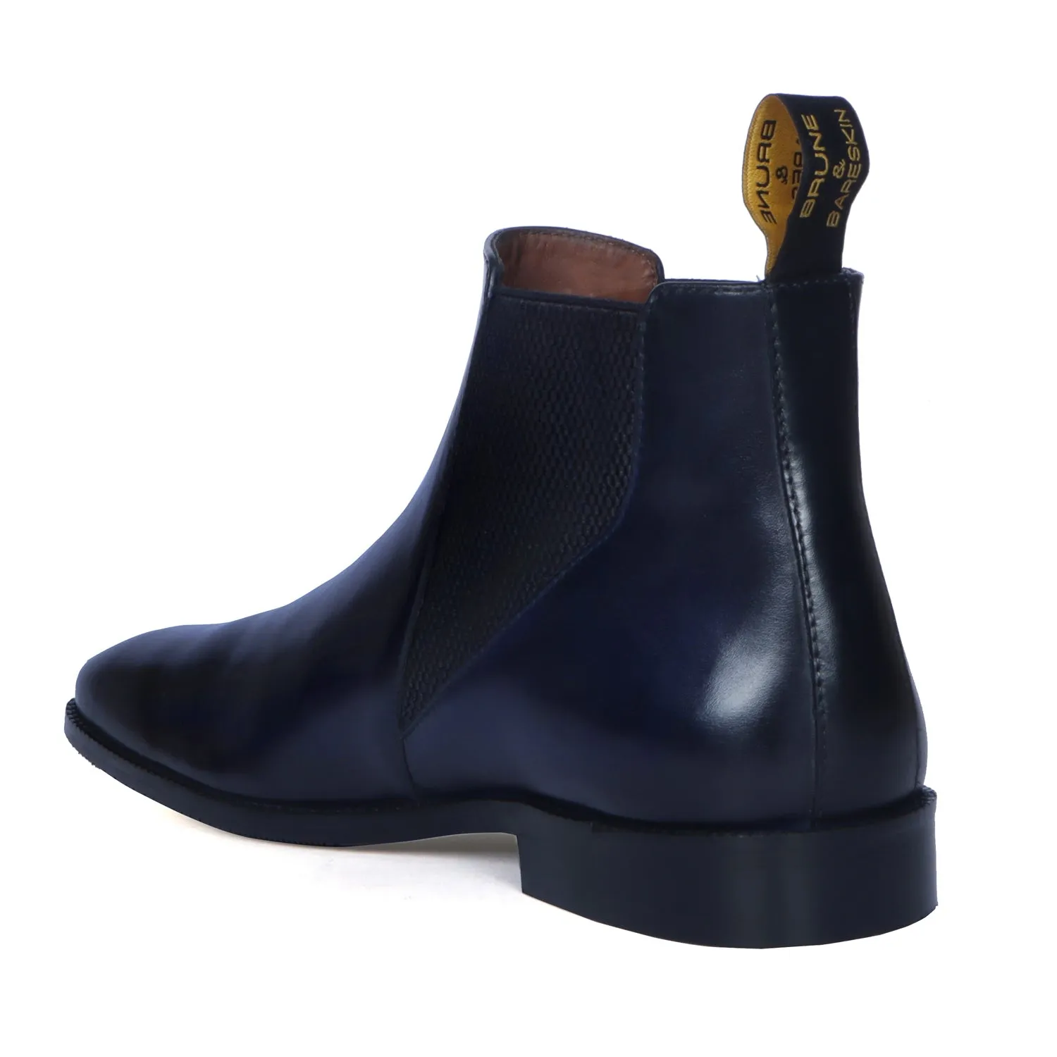 Stylish Sharp Elastic Blue Leather Chelsea Boot for Men By Brune & Bareskin