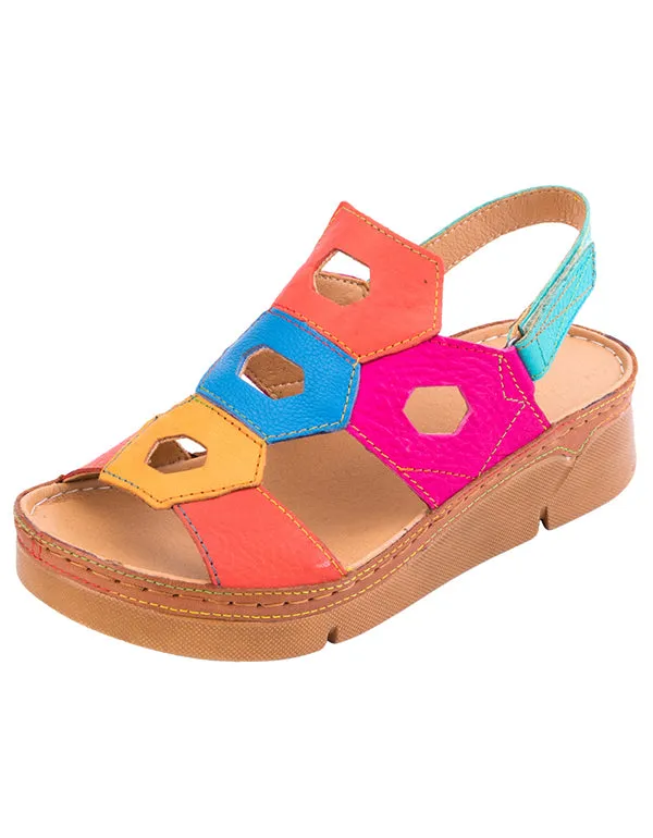 Summer Ethnic Colorful Leather Women's Sandals