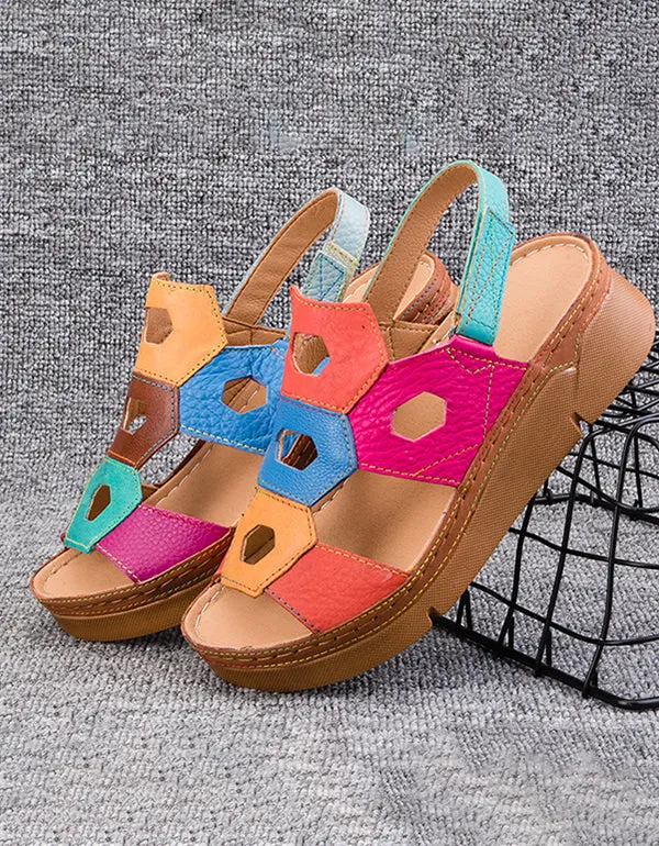 Summer Ethnic Colorful Leather Women's Sandals