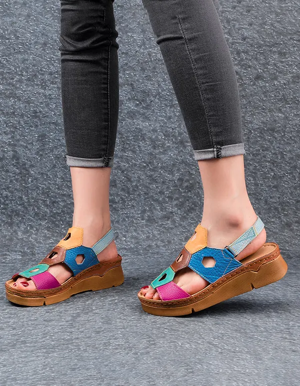 Summer Ethnic Colorful Leather Women's Sandals