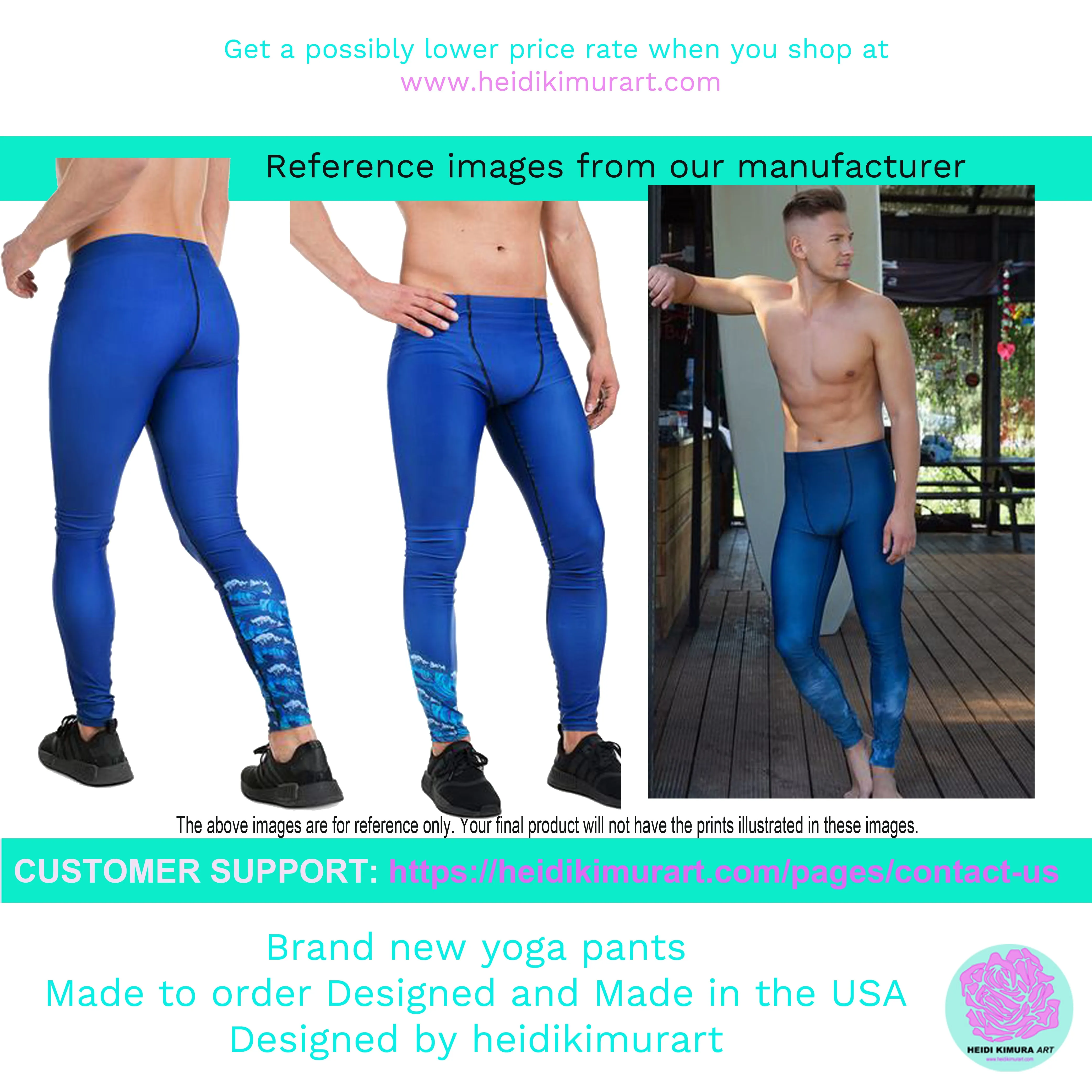 Teal Blue Buffalo Meggings, Best Buffalo Plaid Print Premium Men's Leggings Meggings Tights- Made in USA/EU