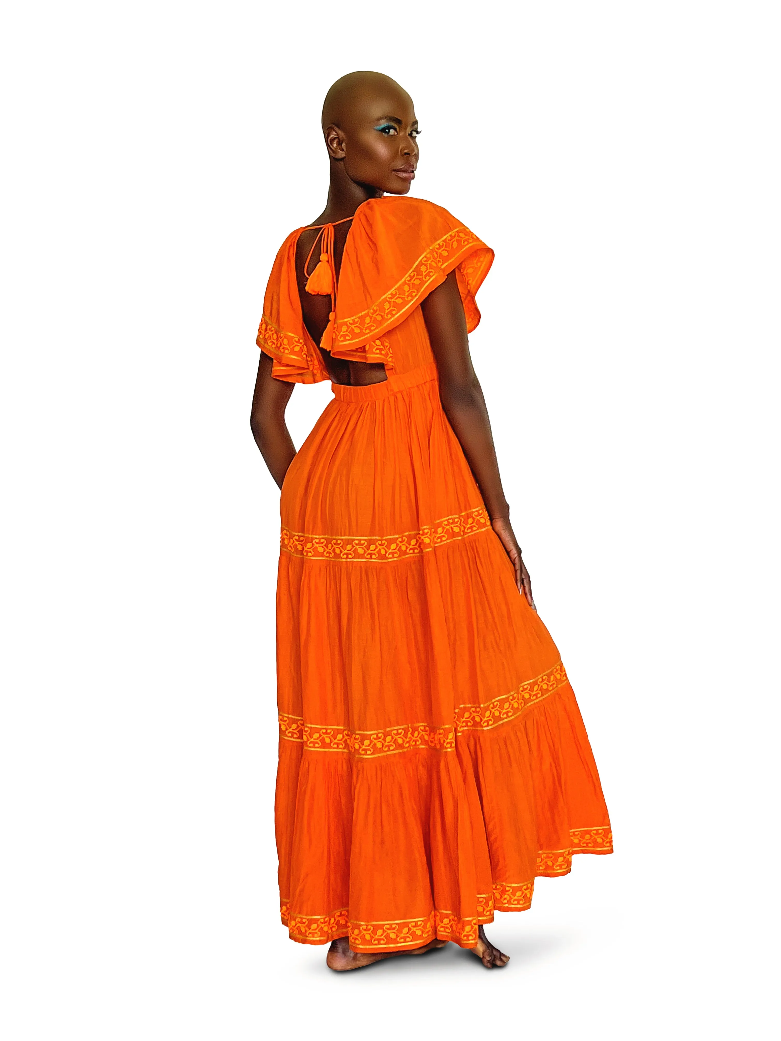 Tilly Ruffle Maxi Dress - Orange