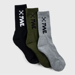 TWL - PACE SOCKS - 3-PACK/BLACK/DARK KHAKI/CHARCOAL MARL