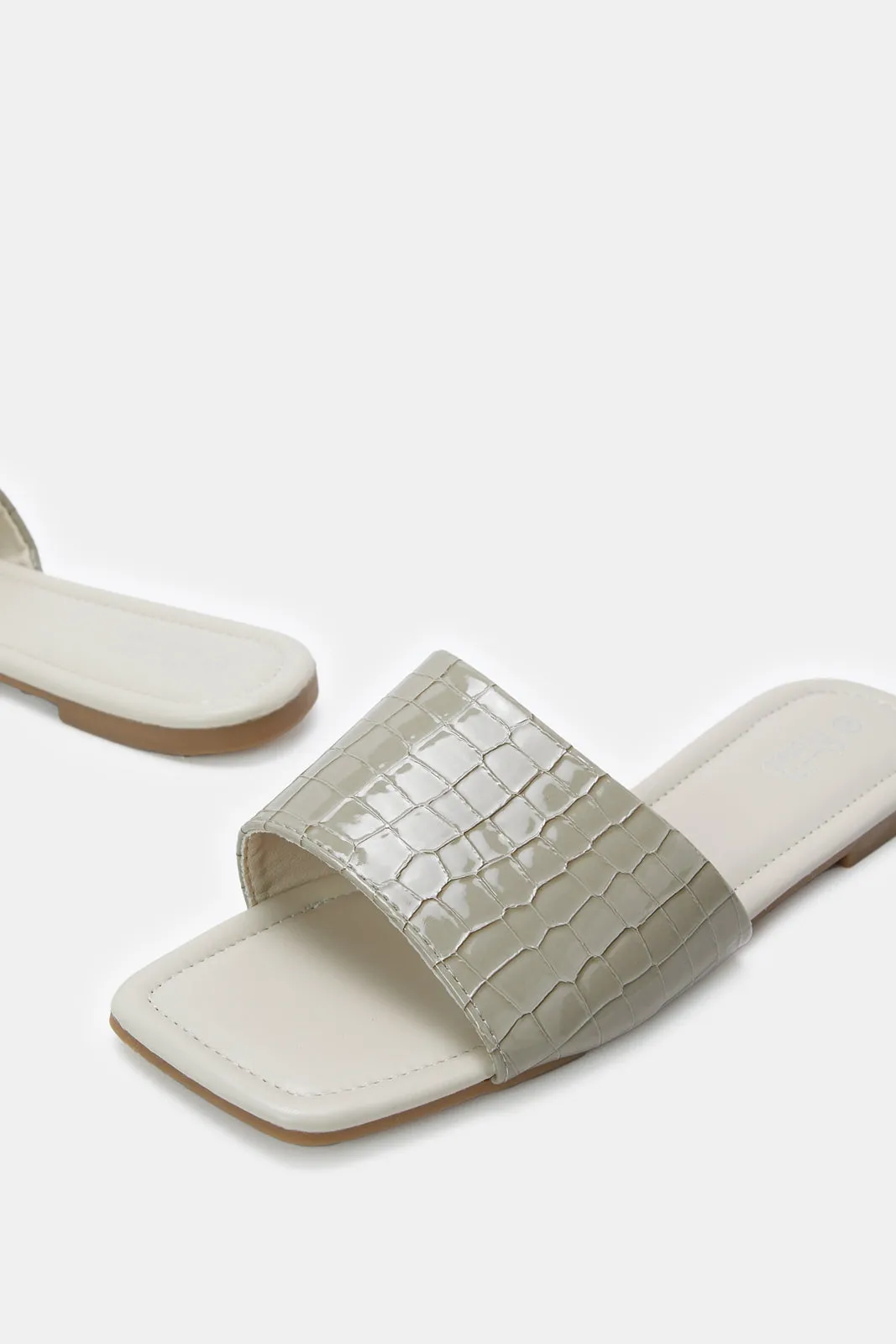 Women Taupe Croc Mule