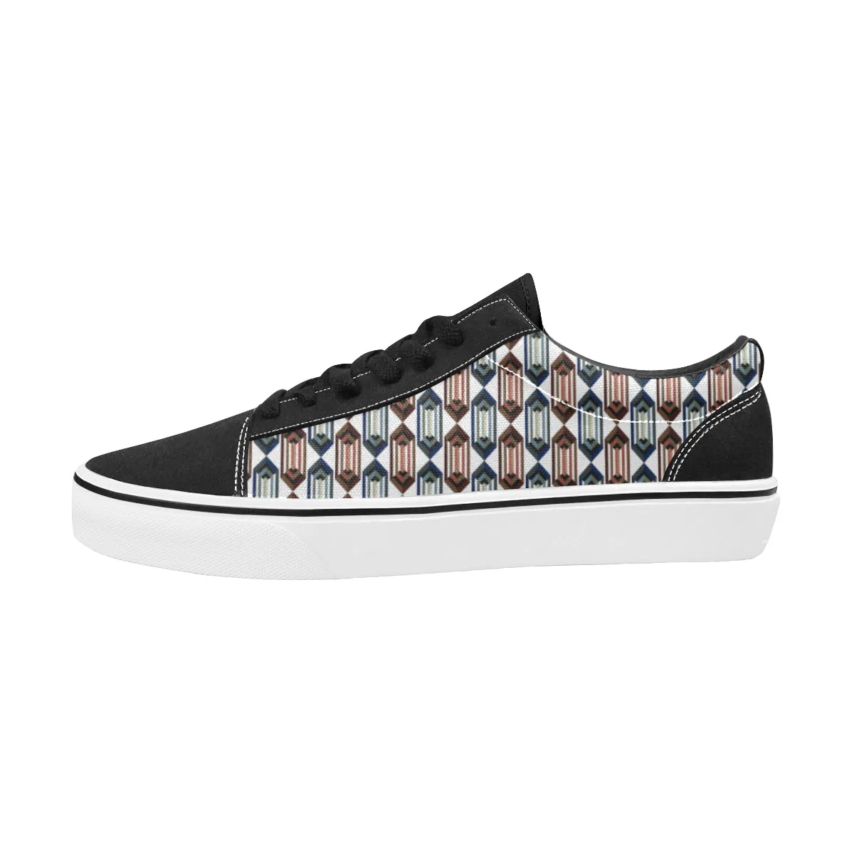 Women's Big Size Prism Geometrical Print Low Top Canvas Shoes