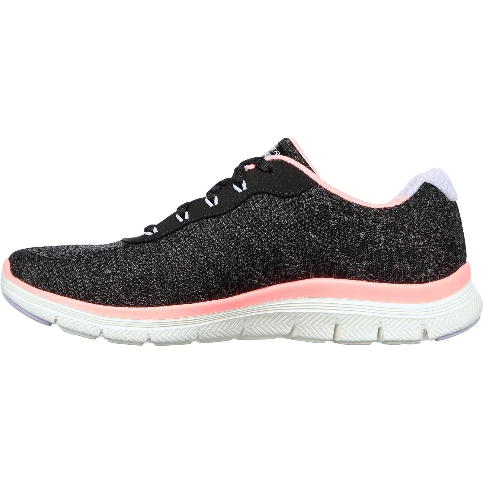 Women's Wide Fit Skechers 149570 Flex Appeal 4.0 Fresh Move Trainers - Black/Coral